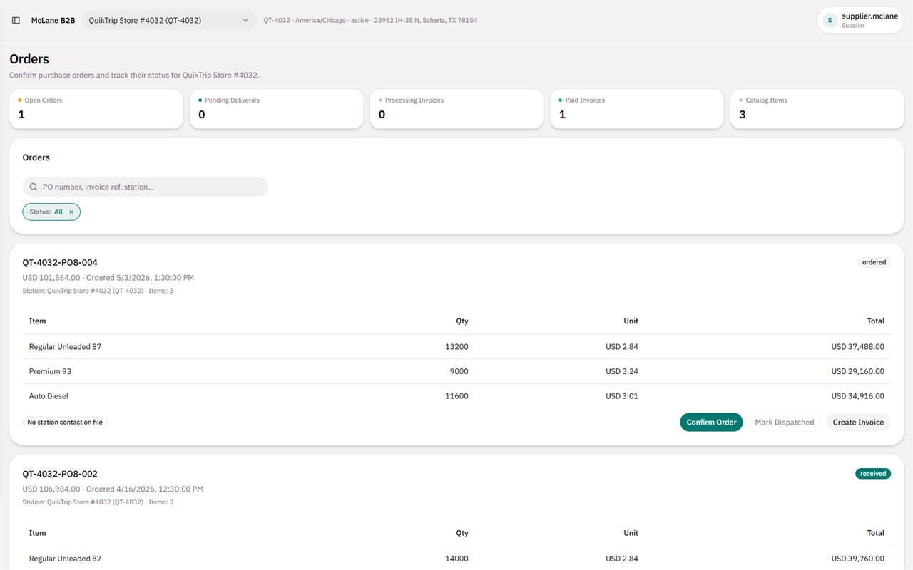 Supplier portal: purchase orders, delivery confirmation and invoice OCR